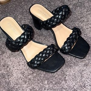 Black braided heels